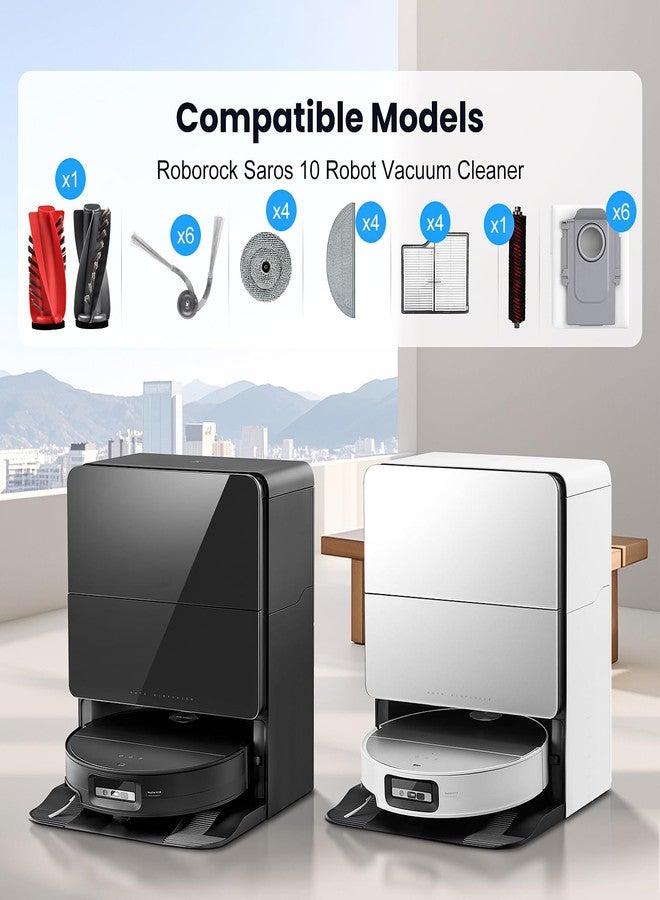 AnDongo 29 Pack Accessories Kit for Roborock Saros 10 Robot Vacuum, 1 Pairs Mainbrush 6 Side Brush 4 Filter 6 Dust Bags 4 Long Mop 4 Small Round Mop 1 Base Station Brush 1 Cleaning Brush 1 Screwdriver - Image 2